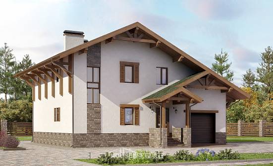 190-007-П Проект двухэтажного дома с мансардой, гараж, средний домик из кирпича Анапа | Проекты домов от House Expert