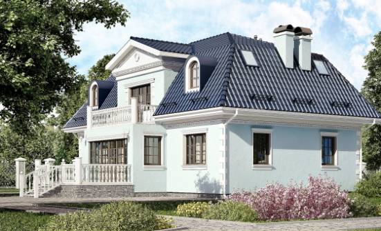 210-004-Л Проект двухэтажного дома с мансардой, простой домик из газосиликатных блоков Анапа | Проекты домов от House Expert