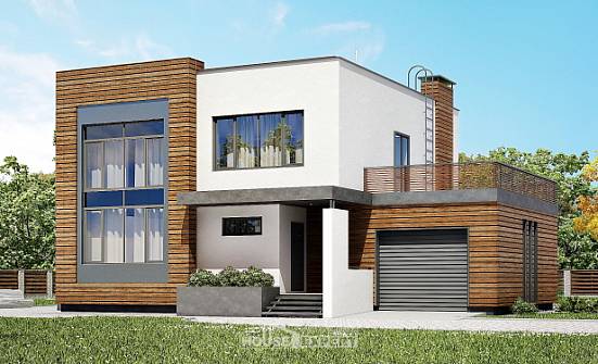 220-003-П Проект двухэтажного дома и гаражом, классический домик из блока Анапа | Проекты домов от House Expert