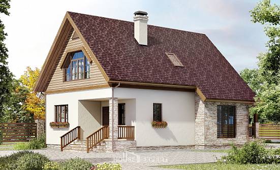 140-001-П Проект двухэтажного дома мансардный этаж, небольшой домик из бризолита Анапа | Проекты домов от House Expert