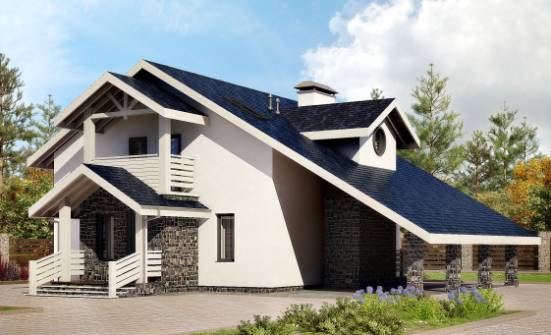 155-010-П Проект двухэтажного дома мансардный этаж, гараж, компактный загородный дом из теплоблока Анапа | Проекты домов от House Expert
