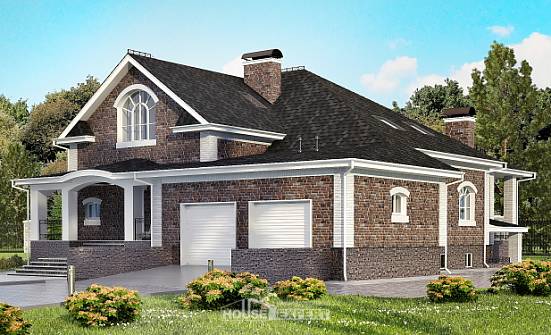 490-001-П Проект трехэтажного дома с мансардой и гаражом, большой домик из кирпича Анапа | Проекты домов от House Expert