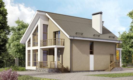 170-006-Л Проект двухэтажного дома с мансардой, красивый коттедж из поризованных блоков Анапа | Проекты домов от House Expert