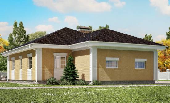 130-002-Л Проект одноэтажного дома и гаражом, доступный коттедж из арболита Анапа | Проекты одноэтажных домов от House Expert