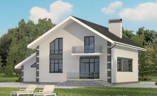 180-001-П Проект двухэтажного дома мансардой и гаражом, классический коттедж из поризованных блоков Анапа | Проекты домов от House Expert