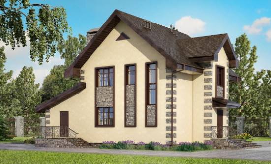 160-004-П Проект двухэтажного дома, гараж, доступный коттедж из твинблока Анапа | Проекты домов от House Expert