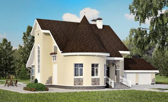 275-001-Л Проект двухэтажного дома с мансардным этажом, гараж, просторный домик из кирпича Анапа | Проекты домов от House Expert
