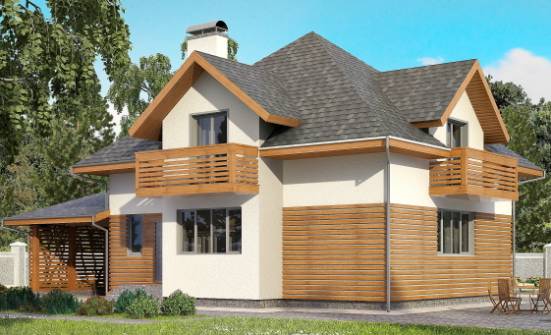 155-004-П Проект двухэтажного дома мансардой и гаражом, красивый коттедж из теплоблока Анапа | Проекты домов от House Expert