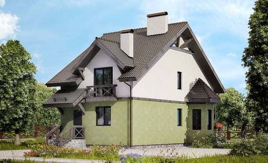 120-003-П Проект двухэтажного дома мансардой, классический коттедж из поризованных блоков Анапа | Проекты домов от House Expert