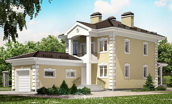 150-006-Л Проект двухэтажного дома и гаражом, классический загородный дом из газобетона Анапа | Проекты домов от House Expert