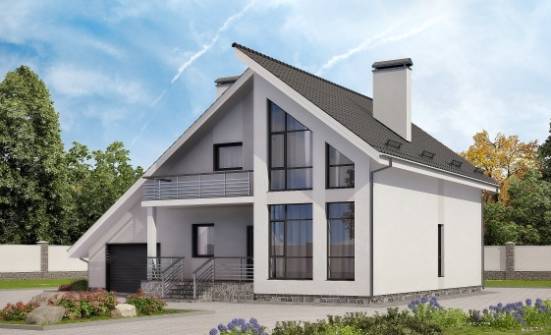 200-007-Л Проект двухэтажного дома с мансардой и гаражом, просторный коттедж из пеноблока Анапа | Проекты домов от House Expert