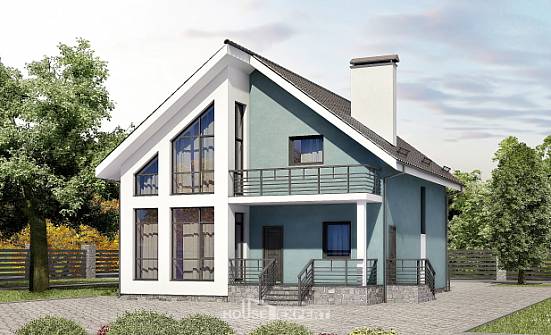 170-006-П Проект двухэтажного дома с мансардным этажом, доступный домик из блока Анапа | Проекты домов от House Expert