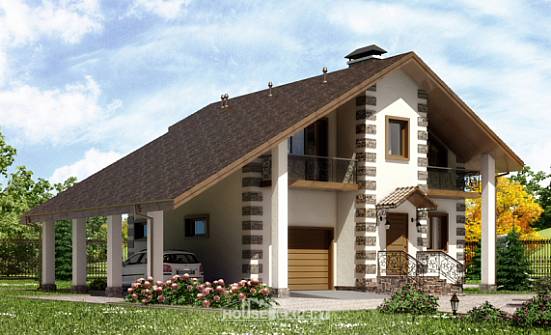 150-003-Л Проект двухэтажного дома с мансардой и гаражом, простой дом из дерева Анапа | Проекты домов от House Expert
