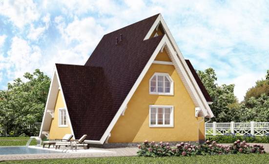 155-008-П Проект двухэтажного дома с мансардным этажом, компактный загородный дом из дерева Анапа | Проекты домов от House Expert