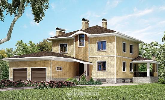 350-002-Л Проект трехэтажного дома и гаражом, красивый домик из кирпича Анапа | Проекты домов от House Expert