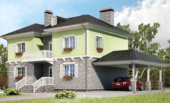 155-006-П Проект двухэтажного дома и гаражом, компактный загородный дом из газосиликатных блоков Анапа | Проекты домов от House Expert