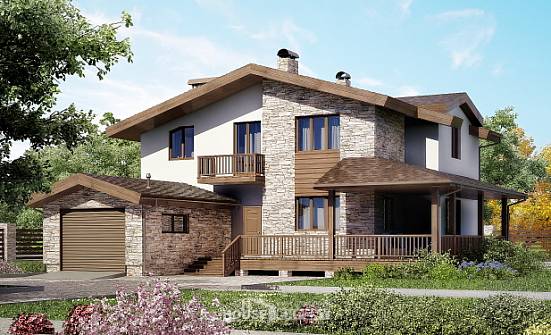 220-001-П Проект двухэтажного дома мансардой и гаражом, средний домик из газосиликатных блоков Анапа | Проекты домов от House Expert