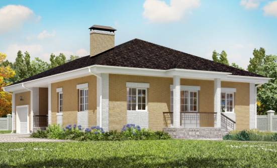 130-002-Л Проект одноэтажного дома и гаражом, доступный коттедж из арболита Анапа | Проекты домов от House Expert