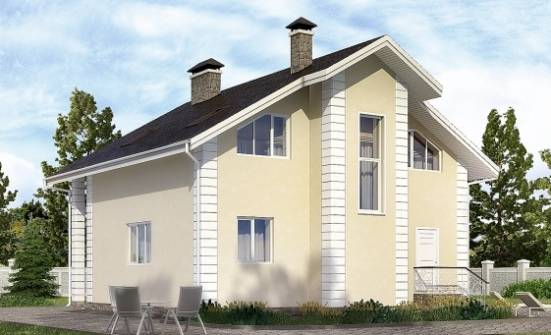 150-002-Л Проект двухэтажного дома мансардой и гаражом, скромный дом из поризованных блоков Анапа | Проекты домов от House Expert