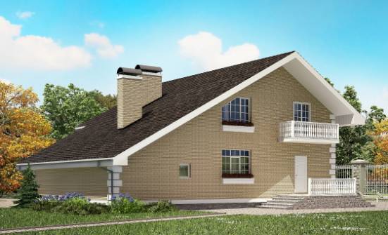 190-005-П Проект двухэтажного дома мансардой и гаражом, средний коттедж из поризованных блоков Анапа | Проекты домов от House Expert