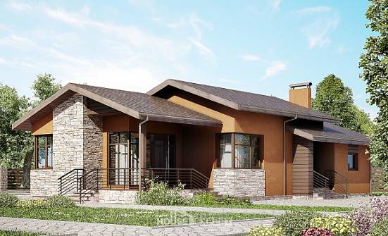 130-007-П Проект одноэтажного дома, современный домик из газосиликатных блоков Анапа | Проекты домов от House Expert