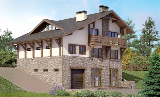 305-002-Л Проект трехэтажного дома мансардный этаж, просторный загородный дом из кирпича Анапа | Проекты домов от House Expert