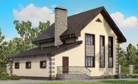 160-004-П Проект двухэтажного дома, гараж, доступный коттедж из твинблока Анапа | Проекты домов от House Expert