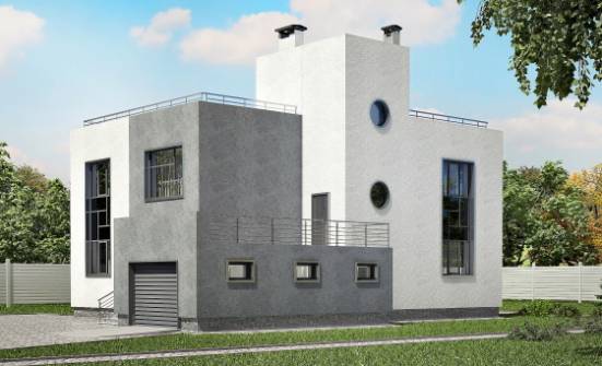 255-001-П Проект двухэтажного дома, гараж, классический коттедж из пеноблока Анапа | Проекты домов от House Expert