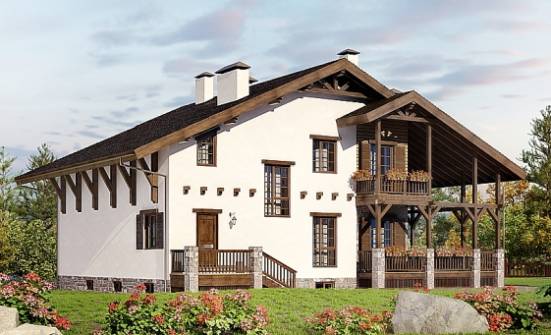 400-004-П Проект трехэтажного дома с мансардой, гараж, красивый коттедж из кирпича Анапа | Проекты домов от House Expert