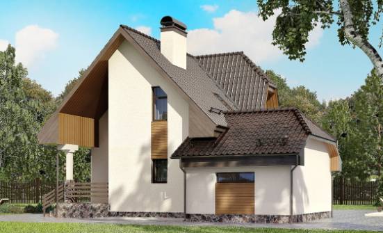 150-001-Л Проект двухэтажного дома с мансардой, гараж, компактный дом из поризованных блоков Анапа | Проекты домов от House Expert
