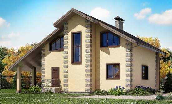 150-003-П Проект двухэтажного дома с мансардой, гараж, уютный коттедж из поризованных блоков Анапа | Проекты домов от House Expert