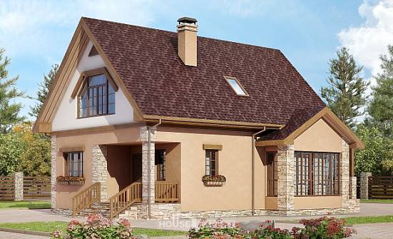 140-002-П Проект двухэтажного дома мансардой, красивый дом из газосиликатных блоков Анапа | Проекты домов от House Expert