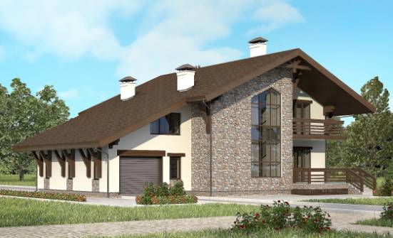 280-001-П Проект двухэтажного дома с мансардой и гаражом, современный загородный дом из кирпича Анапа | Проекты домов от House Expert
