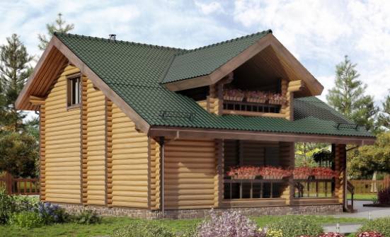 110-005-П Проект двухэтажного дома с мансардным этажом, уютный домик из бревен Анапа | Проекты домов от House Expert