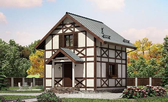 060-002-П Проект двухэтажного дома мансардой, миниатюрный домик из бревен Анапа | Проекты домов от House Expert