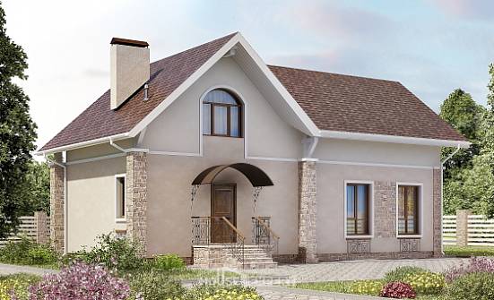 150-012-Л Проект двухэтажного дома с мансардой, недорогой коттедж из керамзитобетонных блоков Анапа | Проекты домов от House Expert