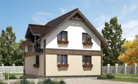 105-001-П Проект двухэтажного дома с мансардой, доступный дом из блока Анапа | Проекты домов от House Expert