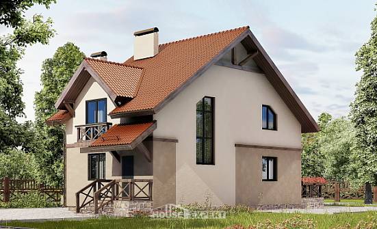 120-003-Л Проект двухэтажного дома мансардой, небольшой домик из керамзитобетонных блоков Анапа | Проекты домов от House Expert
