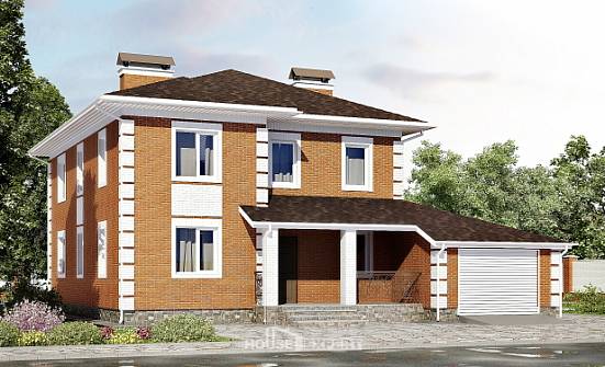 220-004-Л Проект двухэтажного дома и гаражом, средний загородный дом из кирпича Анапа | Проекты домов от House Expert