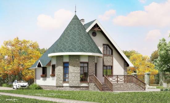 170-003-Л Проект двухэтажного дома с мансардой, простой домик из арболита Анапа | Проекты домов от House Expert