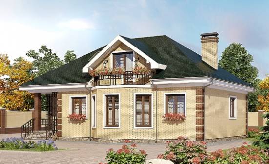 150-013-Л Проект двухэтажного дома с мансардой, уютный домик из кирпича Анапа | Проекты домов от House Expert