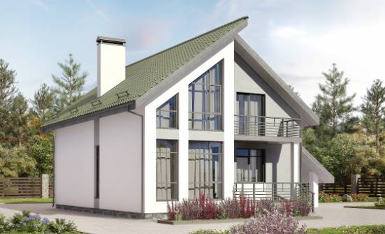 170-009-Л Проект двухэтажного дома мансардой, гараж, уютный домик из теплоблока Анапа | Проекты домов от House Expert