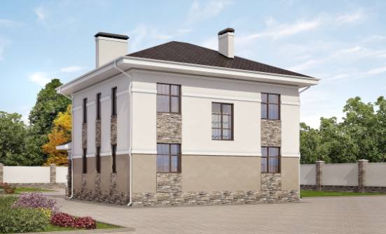 150-014-П Проект двухэтажного дома, скромный загородный дом из поризованных блоков Анапа | Проекты домов от House Expert
