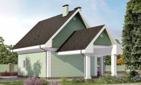 140-003-Л Проект двухэтажного дома с мансардой, гараж, уютный коттедж из бризолита Анапа | Проекты домов от House Expert