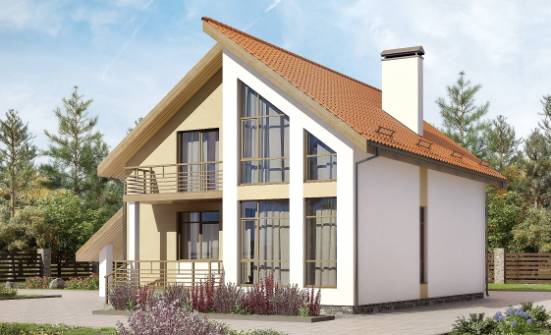 170-009-П Проект двухэтажного дома мансардой, гараж, небольшой домик из газобетона Анапа | Проекты домов от House Expert