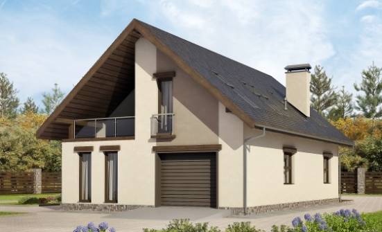 185-005-Л Проект двухэтажного дома с мансардным этажом и гаражом, красивый загородный дом из бризолита Анапа | Проекты домов от House Expert