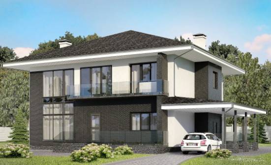 245-002-П Проект двухэтажного дома, гараж, просторный домик из пеноблока Анапа | Проекты домов от House Expert