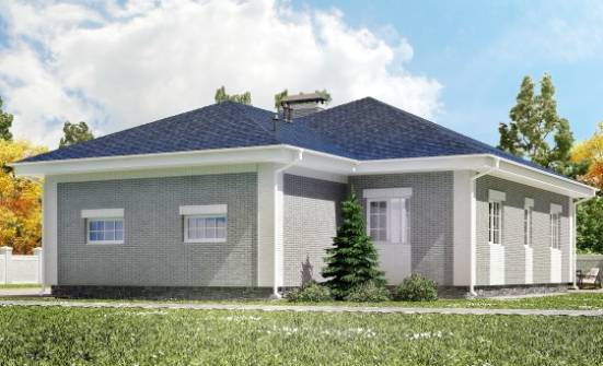 130-002-П Проект одноэтажного дома, гараж, простой коттедж из газобетона Анапа | Проекты домов от House Expert
