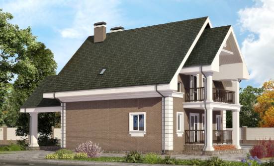 140-003-П Проект двухэтажного дома мансардой, гараж, классический дом из бризолита Анапа | Проекты домов от House Expert