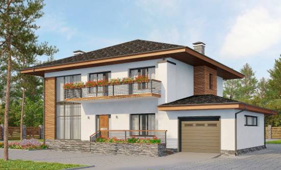 305-001-П Проект двухэтажного дома, гараж, огромный загородный дом из арболита Анапа | Проекты домов от House Expert